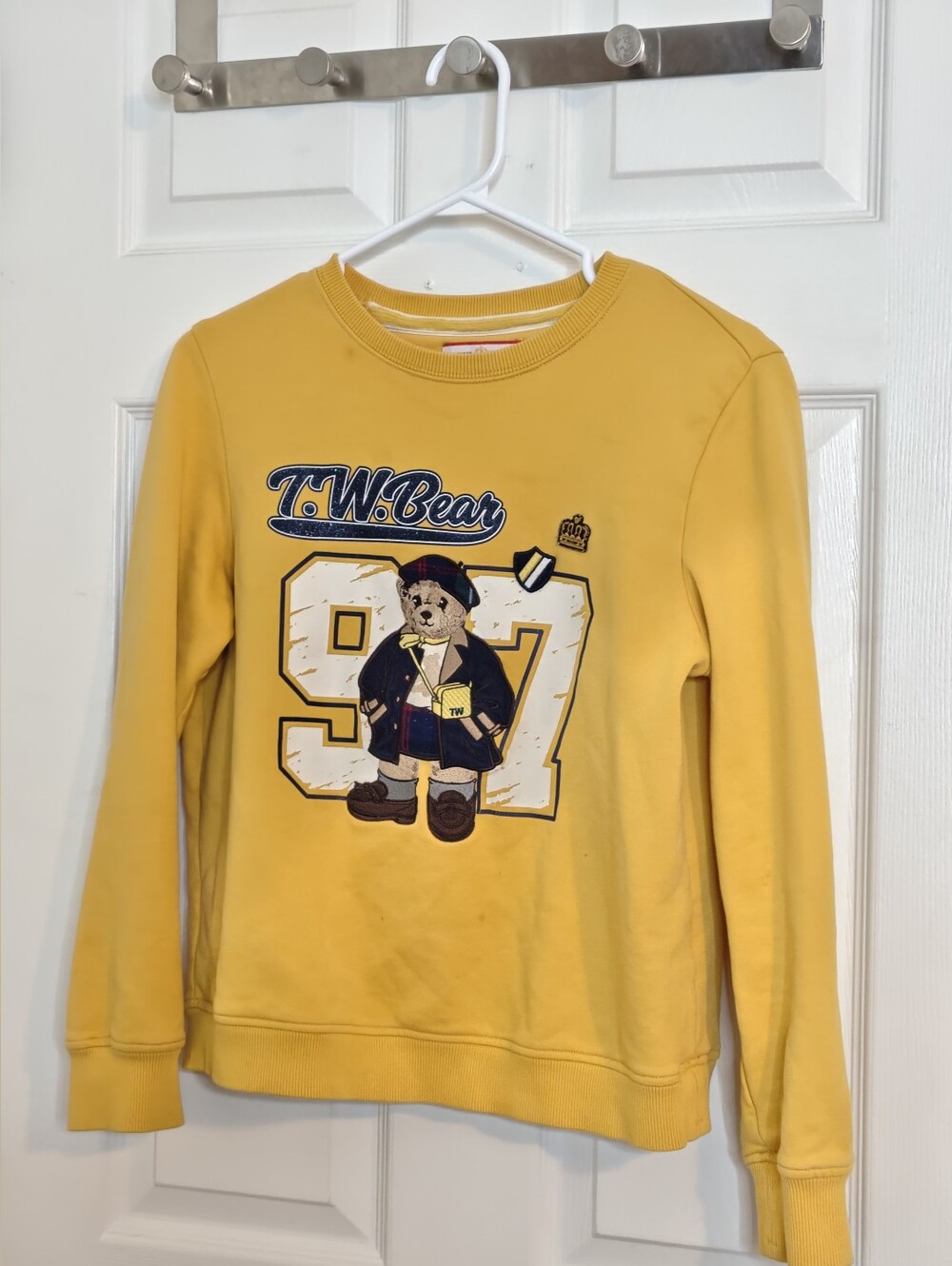 Teenie Weenie Long Sleeve Crew Neck Yellow Bear Embroidery Sweatshirt XS/S
